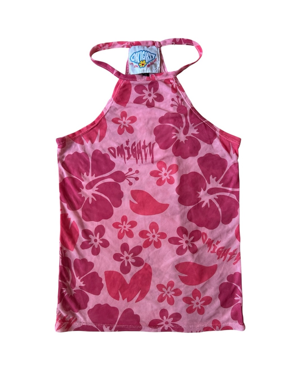Omighty Pink Mesh Floral Tank Top